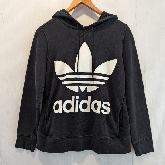ADIDAS Originals Women's Trefoil Hoodie Black and White - Picture 10 of 11